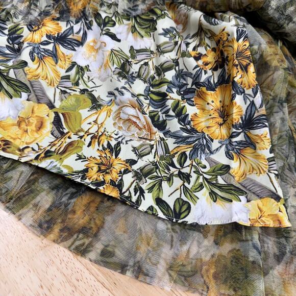 Mac Duggal NWT Multicolor Short Sleeve Micro Ruffle Tea Length Dress Size 6 - Picture 10 of 10